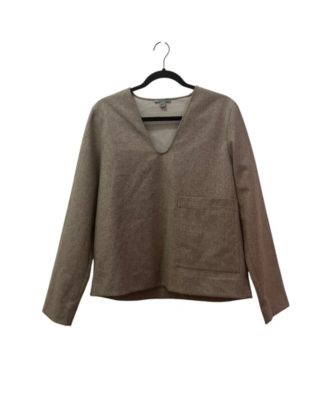 COS Wool Blend Minimalist Pullover Top | Scandinavian Heather Taupe Size 10